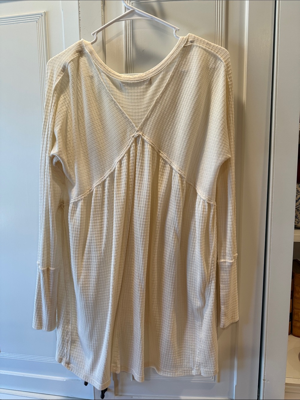We The Free Ivory Waffle-Knit Long Sleeve Henley Tunic NWOT - Picture 2 of 3